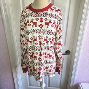 Hanna Andersson 100% Organic Cotton Dear Deer Christmas Pajama Top Size L Unisex